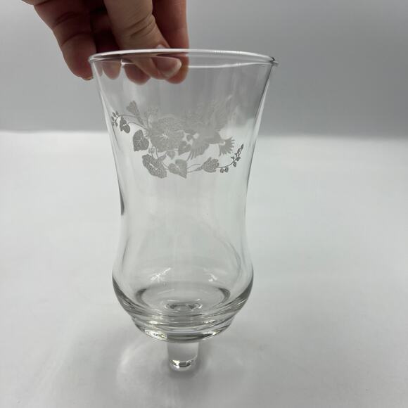 Vintage Homco Clear Glass Candelabra Cup Floral & Hummingbird Etched Votive - Picture 4 of 9